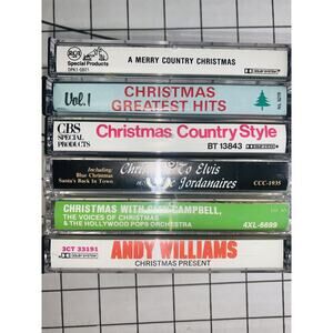 Vtg Christmas Country Music Cassettes Lot of 6 G Campbell A Williams J Cash More